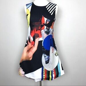 Ému Multi-Print Fit-Flare Dress Side Pockets Sz S